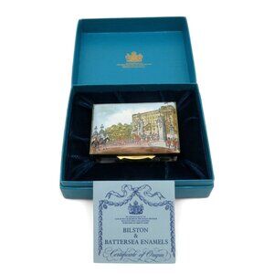 BILSTON And BATTERSEA Enamel Silver Jubilee Box England Vintage Limited Edition